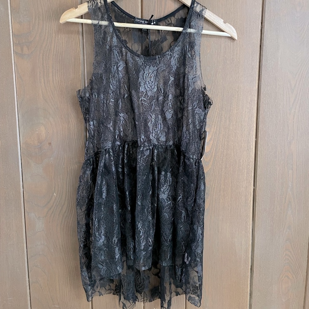 Sheer Metallic Lace Tank